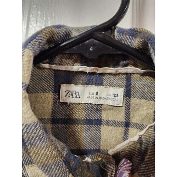 Zara olive & navy plaid flannel button down shirt - Picture 4 of 8